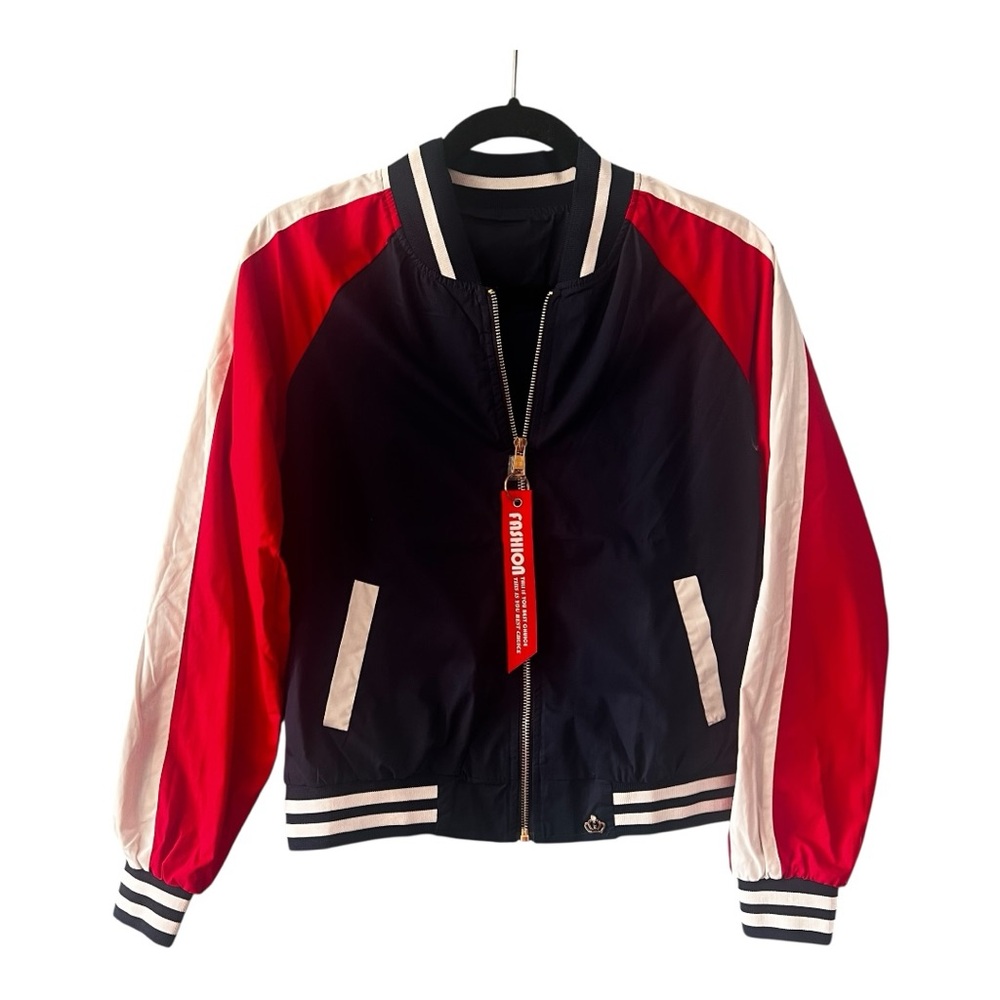 Red White Blue Baseball Bomber Jacket